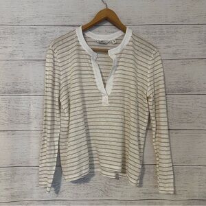 Vineyard Vines Linen Stripe Long-Sleeve Henley Top.